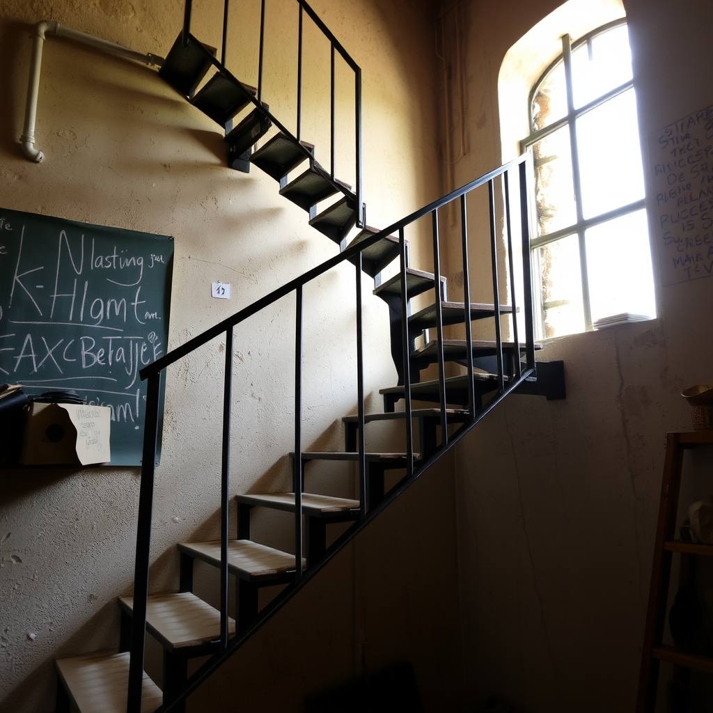 Escalier en fer forgé (illustration)